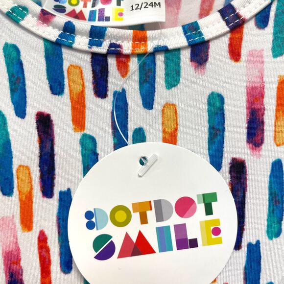 Dot Dot Smile NWT Girls 12-24m Watercolor Paint Print Cap Sleeves Twirl Dress - Picture 2 of 4